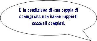 Fumetto 3:  la condizione di una coppia di coniugi che non hanno rapporti sessuali completi.