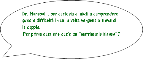 Fumetto 3: Dr. Monopoli , per cortesia ci aiuti a comprendere queste difficolt in cui a volte vengono a trovarsi le coppie.Per prima cosa che cos un matrimonio bianco?