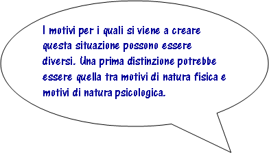 Fumetto 3: I motivi per i quali si viene a creare questa situazione possono essere diversi. Una prima distinzione potrebbe essere quella tra motivi di natura fisica e motivi di natura psicologica.